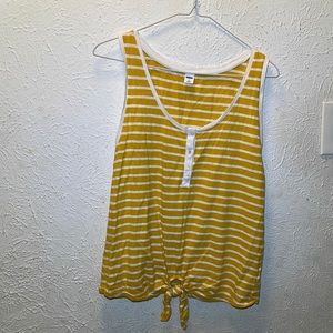 Old Navy: Yellow/Gold and White Striped Tank Top
